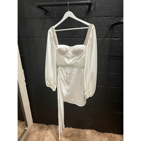 BRONX AND BANCO LANA BRIDAL MINI DRESS IN WHITE - Picture 5 of 8